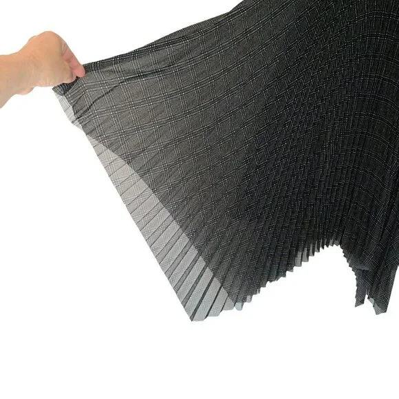 Grey Jason Wu Accordion Midi Skirt Womens Size 10 Lined Side Zipper Green Black - Picture 8 of 10